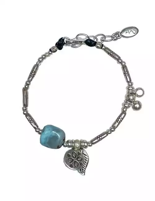 silver bracelet with larimar gemstone