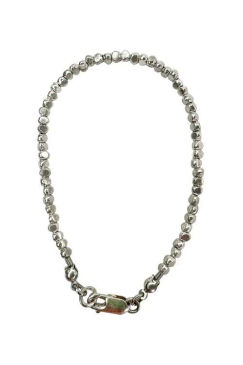 pure silver faceted nugget bead bracelet. Minimal style.