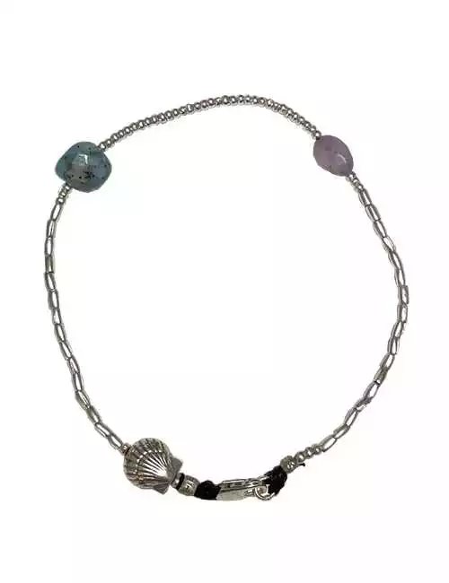 pure silver and gemstone anklet