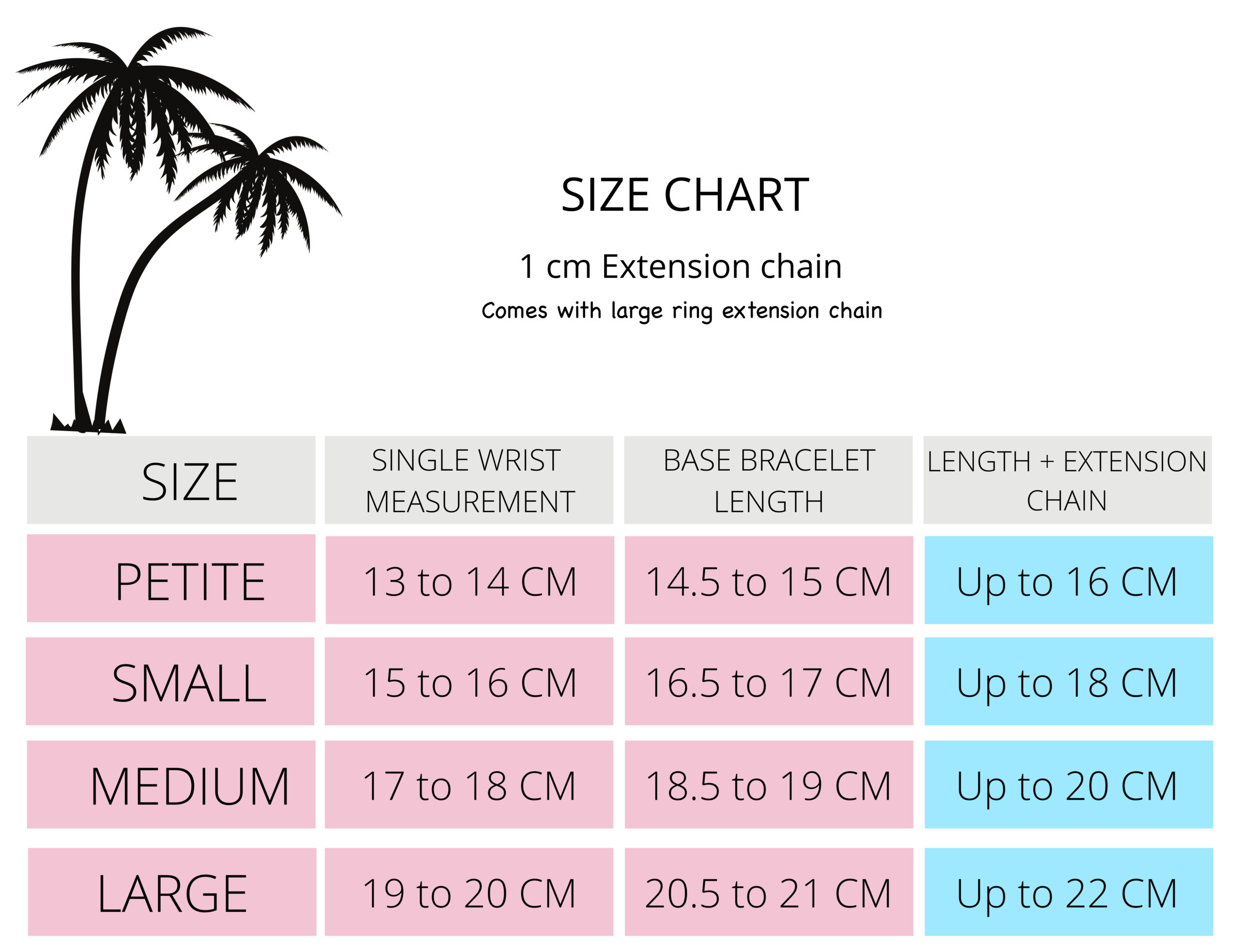 rico designs bracelet size chart