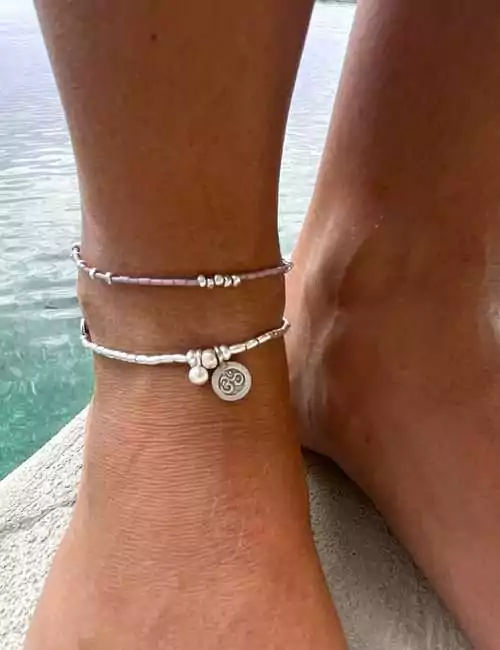 minimal silver anklet
