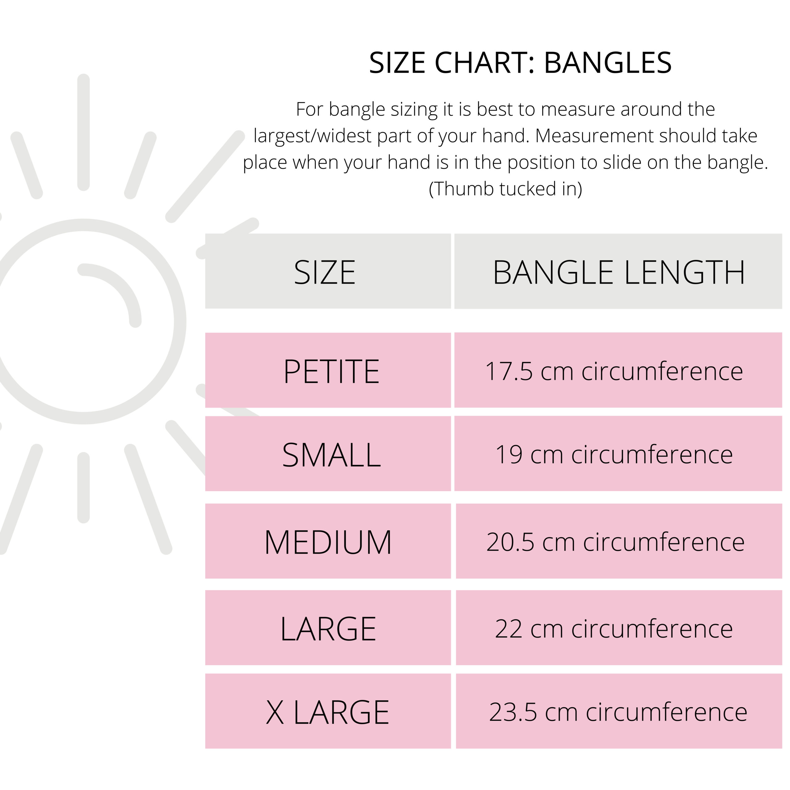 rico designs bangle size chart