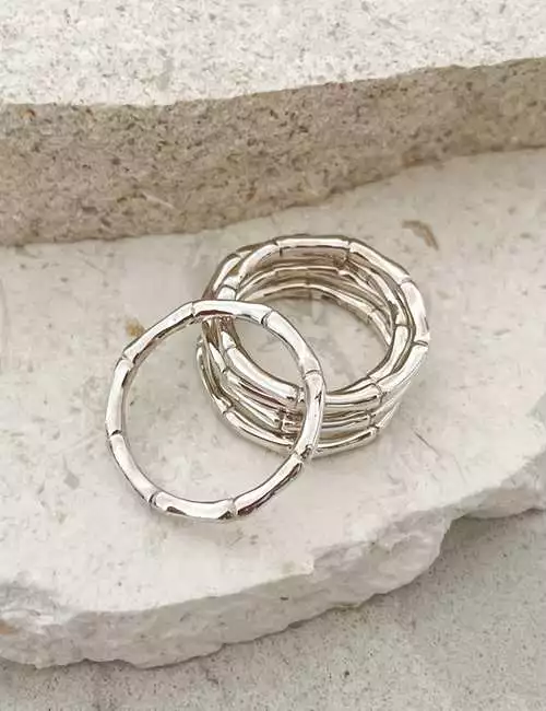 bamboo sterling silver stack ring