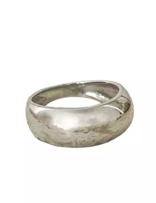 Bulb sterling silver thick band ring