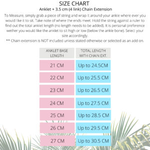 Anklet size chart