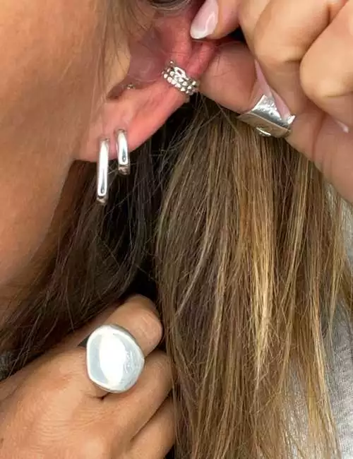sterling silver oval hoop earrings