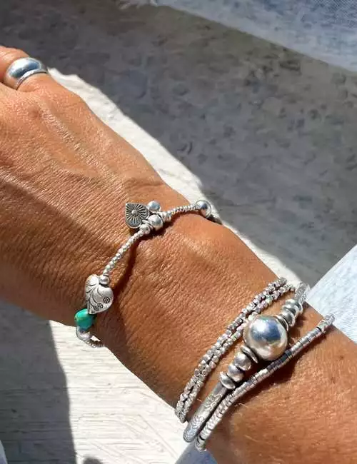 silver bracelets with turquoise