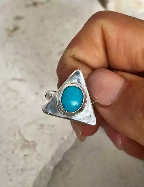 Kingman turquoise triangle ring