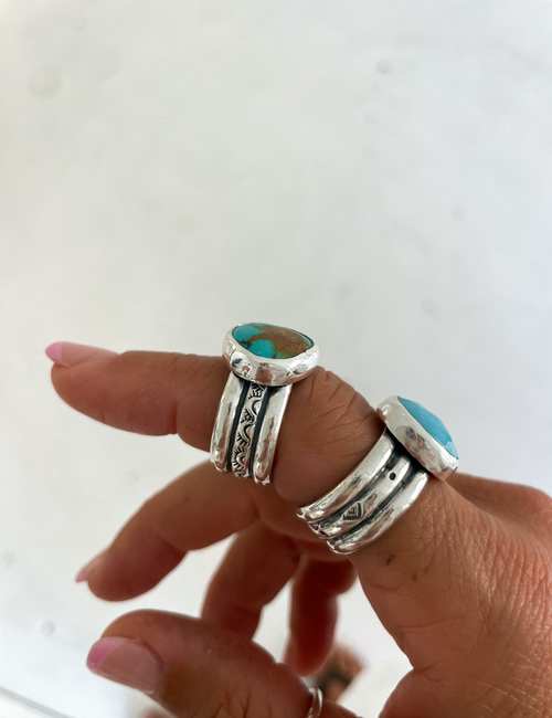 Larimar gemstone ring turquoise silver ring