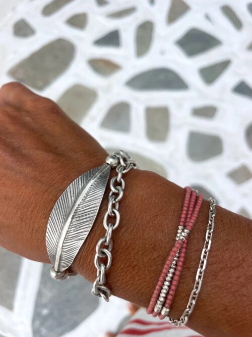 minimal style - everyday wear seed bead triple wrap bracelet salmon colour