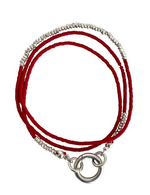 seed bead wrap bracelet red