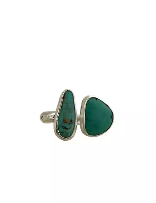 turquoise gemstone split silver ring