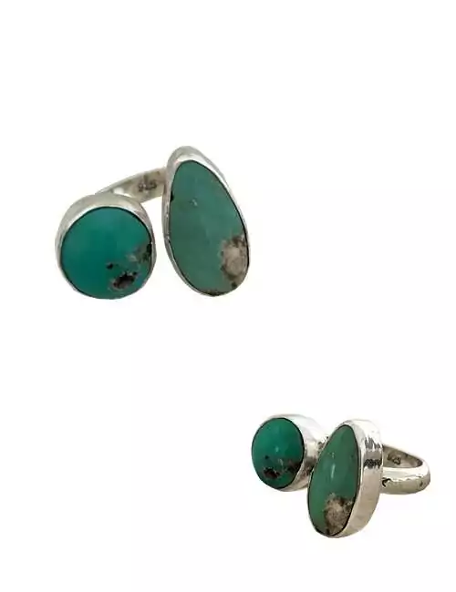 turquoise gemstone split silver ring