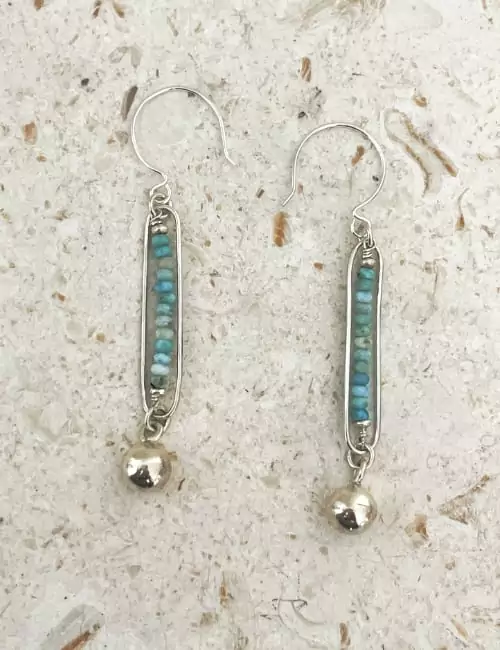 Larimar silver drop earrings