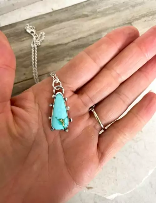Turquoise pendant silver necklace