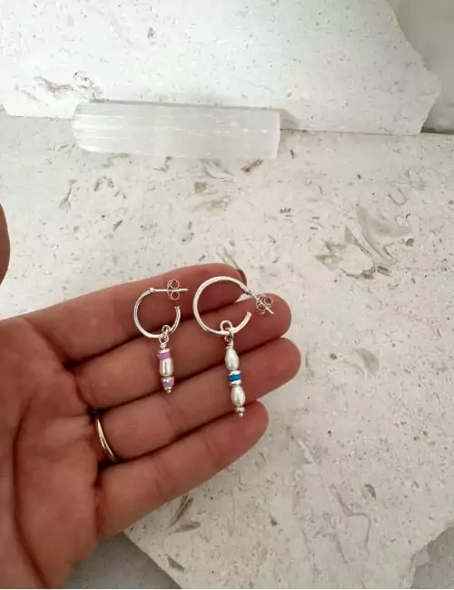 sterling silver half hoop pearl earring