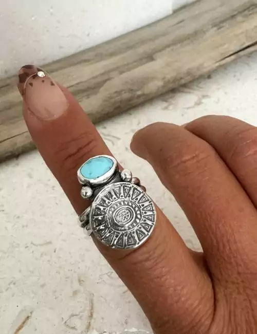 turquoise disc rings