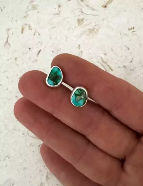 Turquoise silver studs