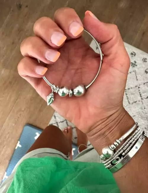 sterling silver bangle with bead details