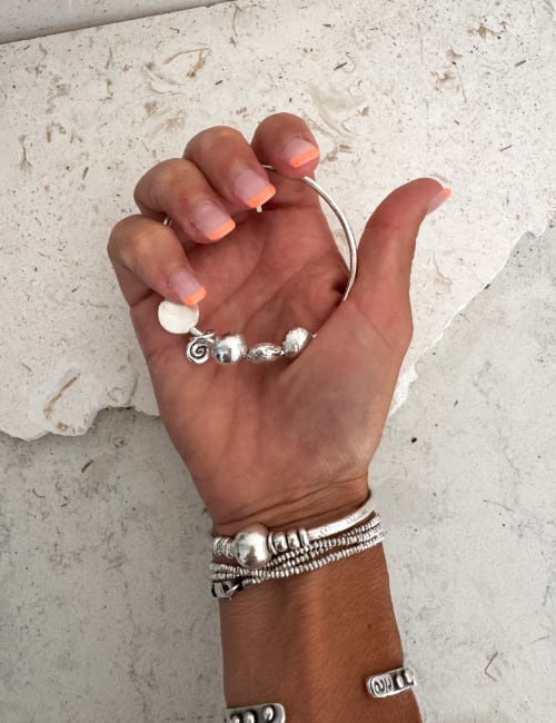 sterling silver bangle with bead details