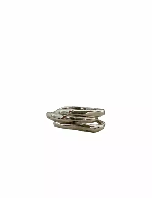 organic silver ring stack set