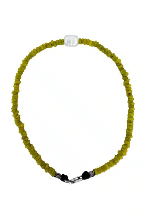 colourful summer bracelet lime green with single pearl ocean safe