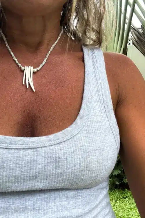 java glass antique white beaded necklace with bamboo stick ocean inspired necklace water safe