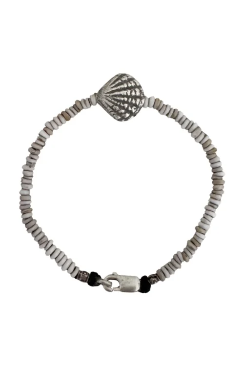 java glass antique white clam shell silver bracelet beach style ocean safe