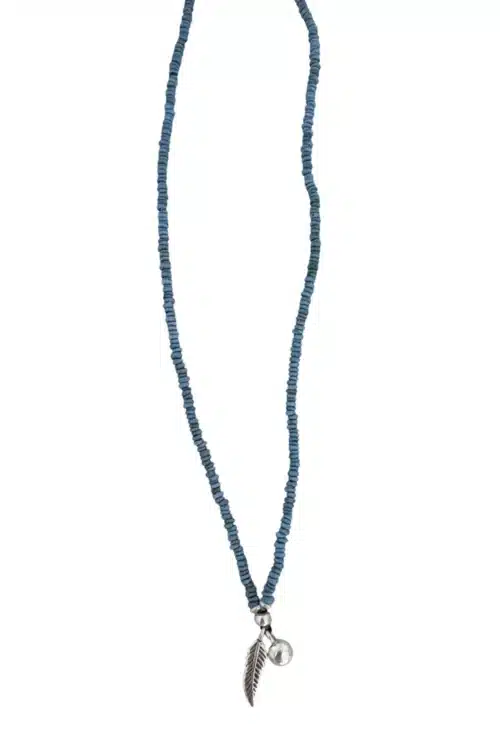 java glass bead necklace blue medium length necklace ocean inspired water safe jewellery