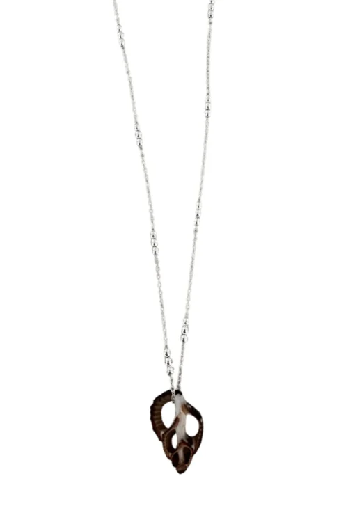 natural shell slice floating pendant on sterling silver chain dainty necklace for everyday wear ocean safe