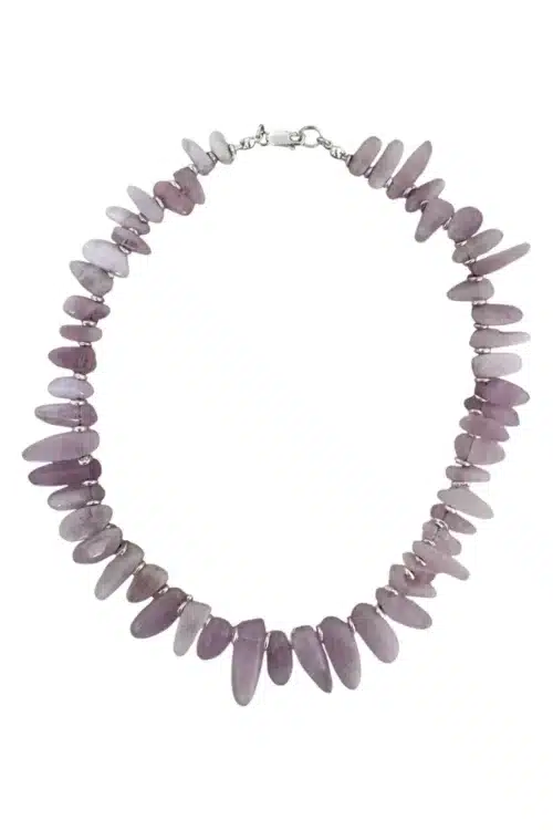 kunzite gemstone statement necklace handmade short necklace