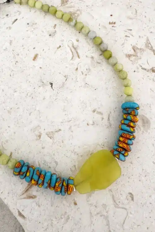 statment chunky short gemstone necklace handmade