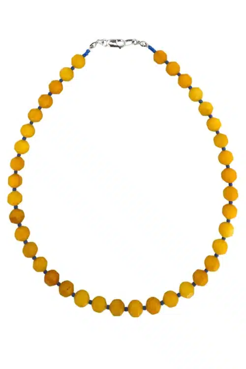 statement gemstone necklace yellow handmade short necklace