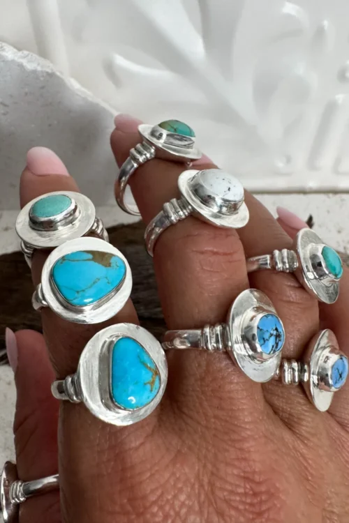 Stone Basin Rings. Handmade turquoise rings