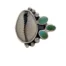 natural cowrie shell with very valley turquoise cluster sterling silver ring