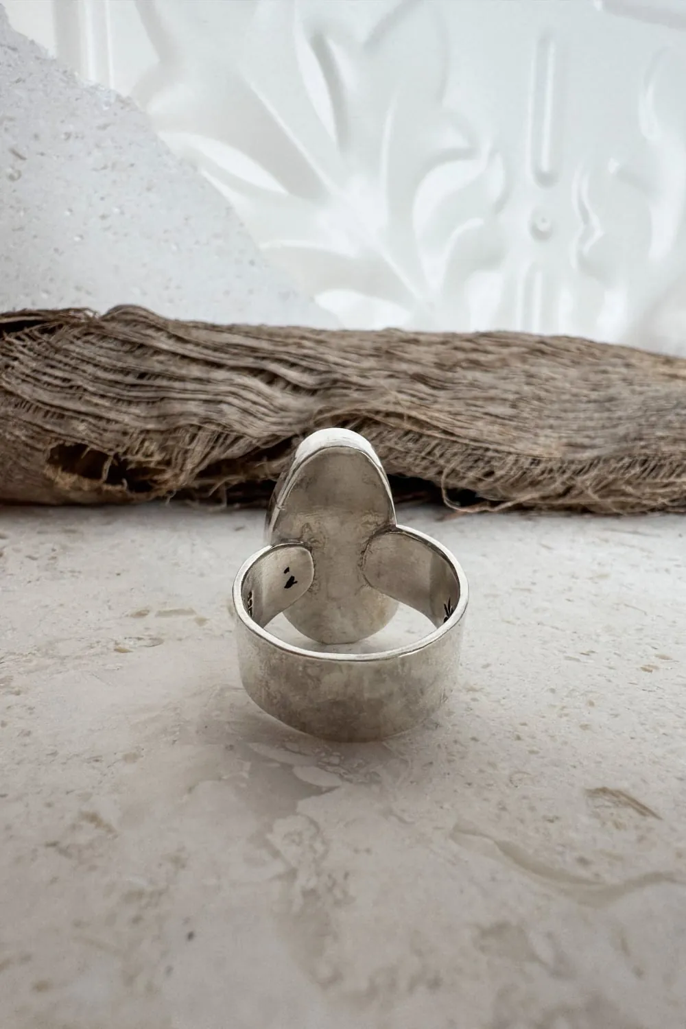 feature gemstone ring with large natural hebei turquoise gemstone sterling silver ring.