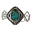 handmade boho style turquoise cuff with. sterling silver hand forged links of various shapes.