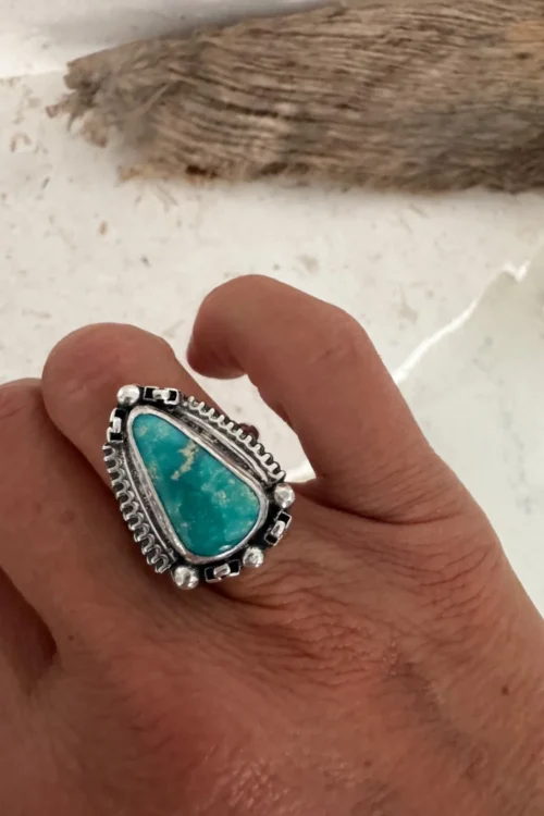 handmade sterling silver white water turquoise gemstone ring