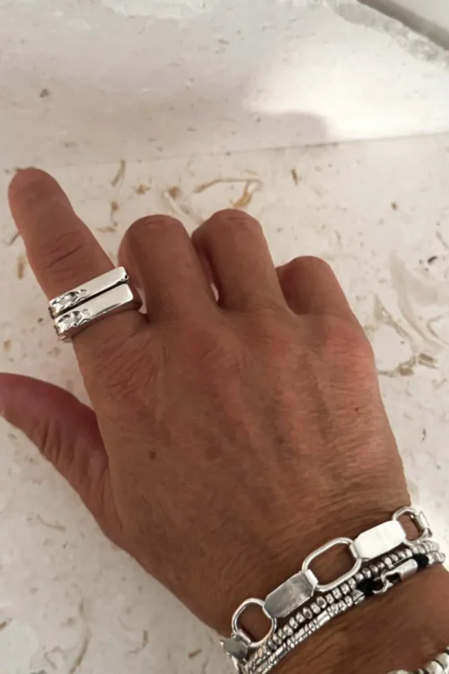 chunky silver signet ring with eroded edge. handmade ring
