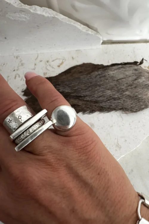 solid sterling silver signet ring set. stacking ring set