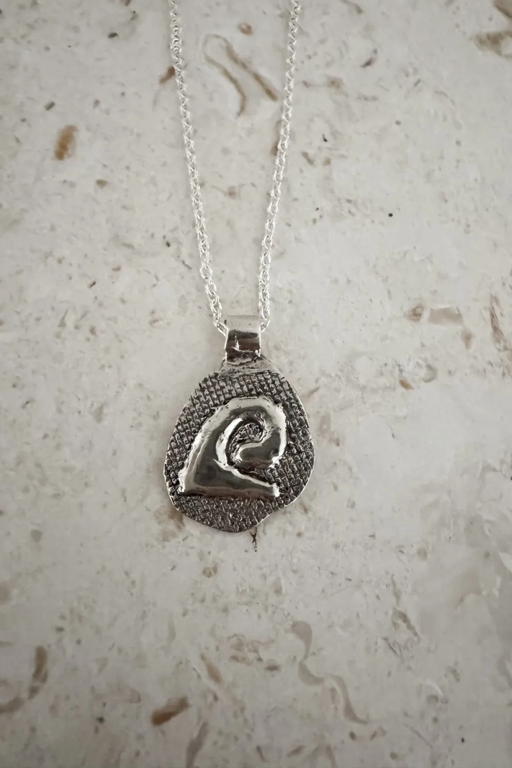 chunk freeform wave pendant necklace on sterling silver chian