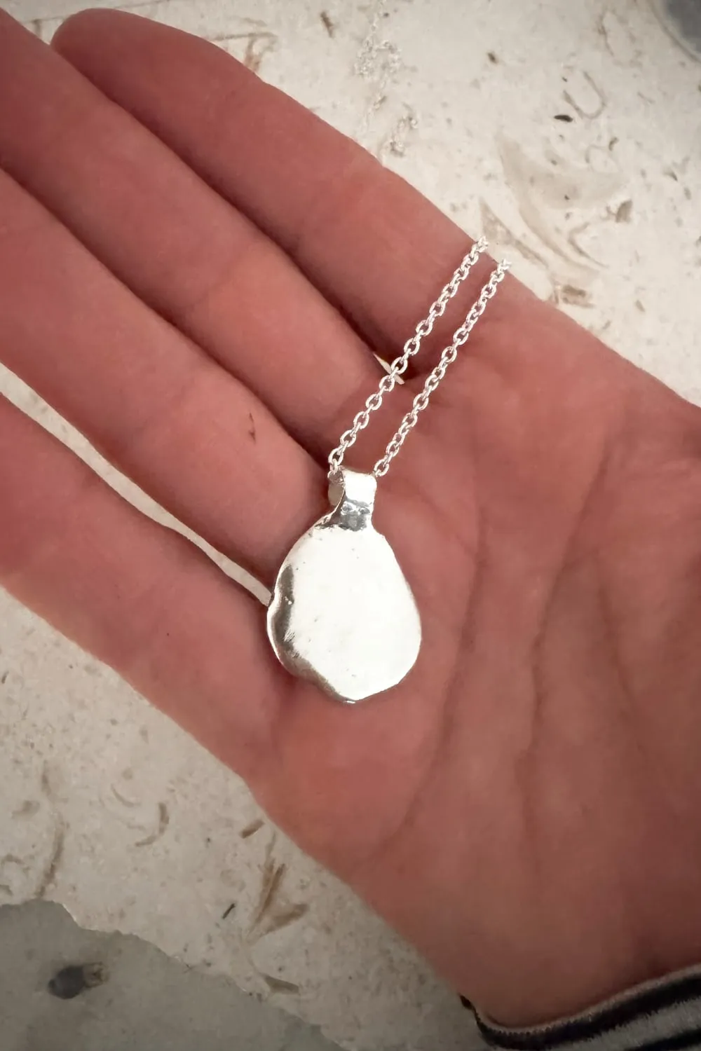 chunk freeform wave pendant necklace on sterling silver chian