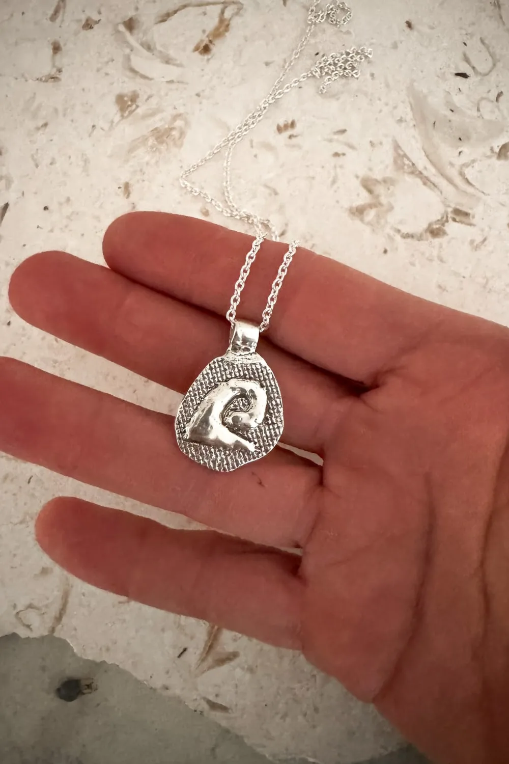 chunk freeform wave pendant necklace on sterling silver chian